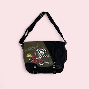 ed hardy by christian audigier graphic messenger bag